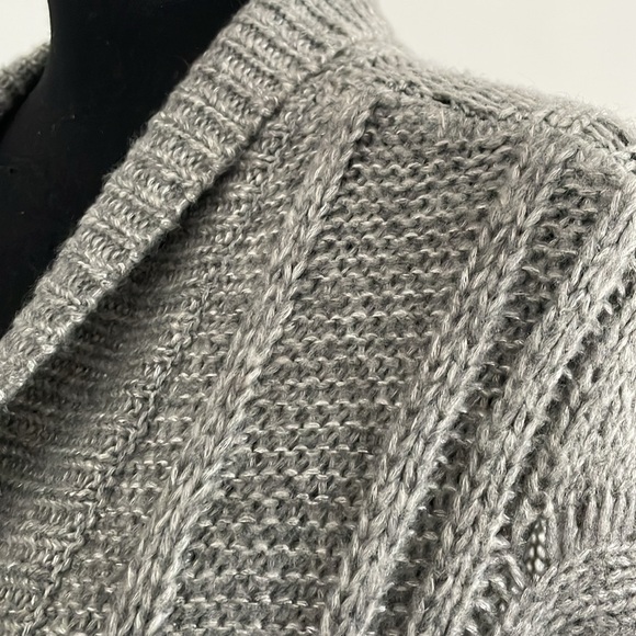 Apt 9 Cardigan Women Size XL Gray Open Front Chunky Cable Knit Pattern Long - Picture 10 of 12